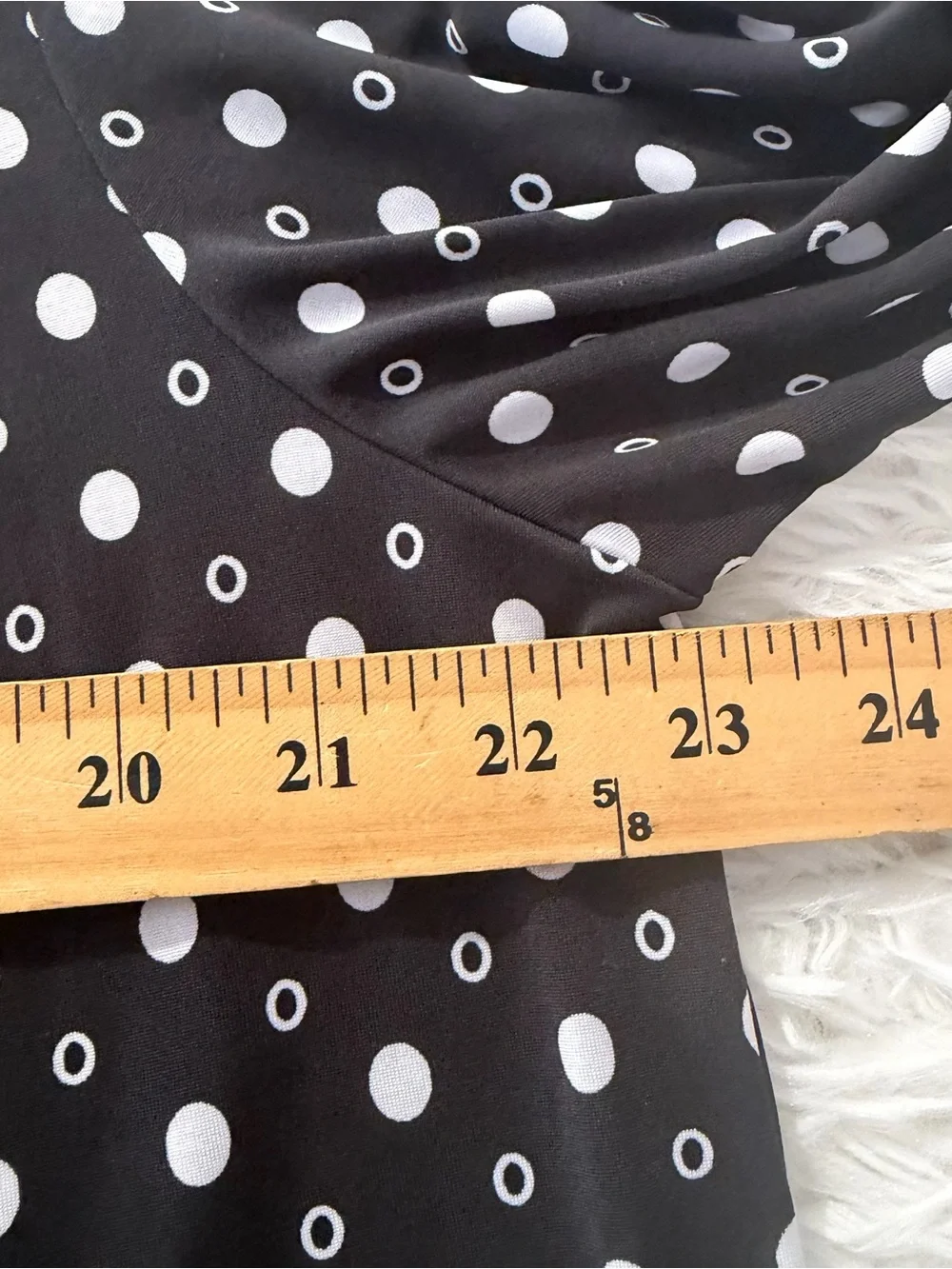 Cocomo Womens 2X Top Black White Dot Print 3/4 Sleeve Office Casual Stretch